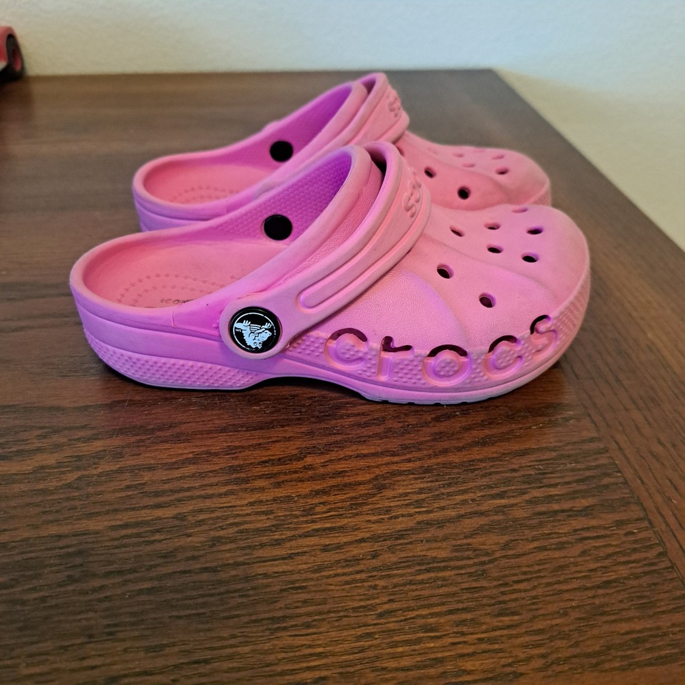 Crocs Baya Clogs Pink Slip On Shoes Kids Size C11